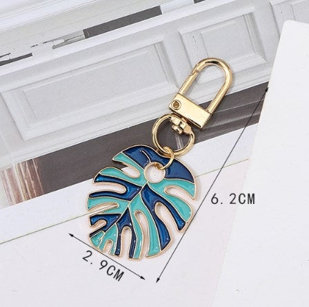 Cute Leaf Alloy Keychain for Women - Colorful Bag Charm and Gift Accessory