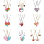 Cute Heart & Butterfly Alloy Enamel Pendant Necklace Set for Children