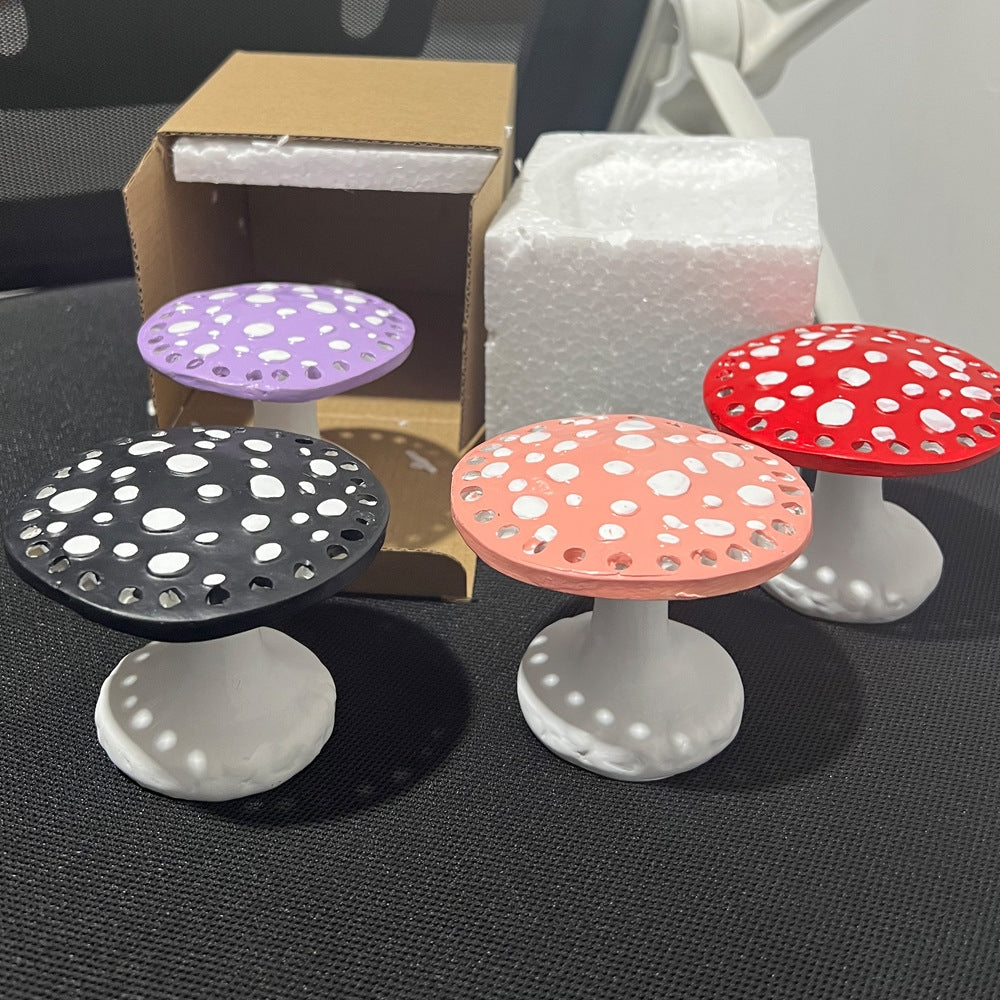 Cute Mushroom Resin Jewelry Display Stand with 26 Holes for Earrings