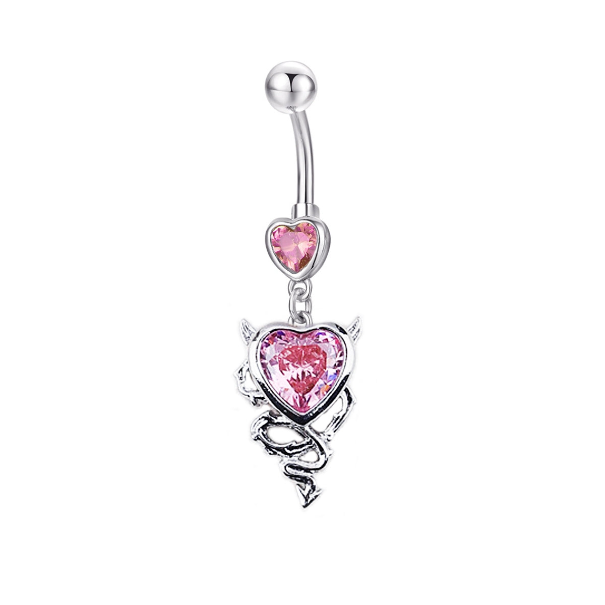 Cute Novelty Heart Shape Stainless Steel Alloy Copper Plating Inlay Zircon White Gold Plated Lip Stud Ear Studs Belly Ring