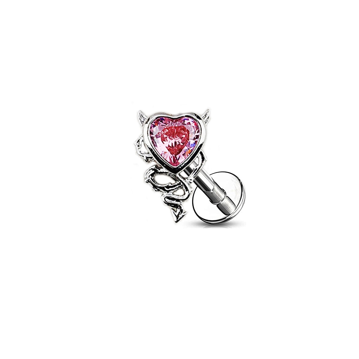 Heart Shape Stainless Steel Zircon Inlay Lip and Belly Ring Set