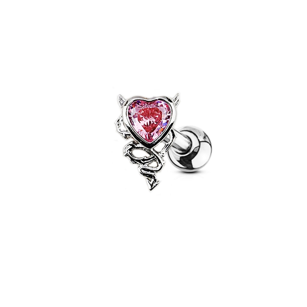 Cute Novelty Heart Shape Stainless Steel Alloy Copper Plating Inlay Zircon White Gold Plated Lip Stud Ear Studs Belly Ring