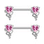 Heart Shape Stainless Steel Zircon Inlay Lip and Belly Ring Set