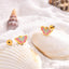 Cute Pastoral 18K Gold Butterfly Stainless Steel Epoxy Stud Earrings for Women