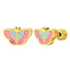 Cute Pastoral 18K Gold Butterfly Stainless Steel Epoxy Stud Earrings for Women