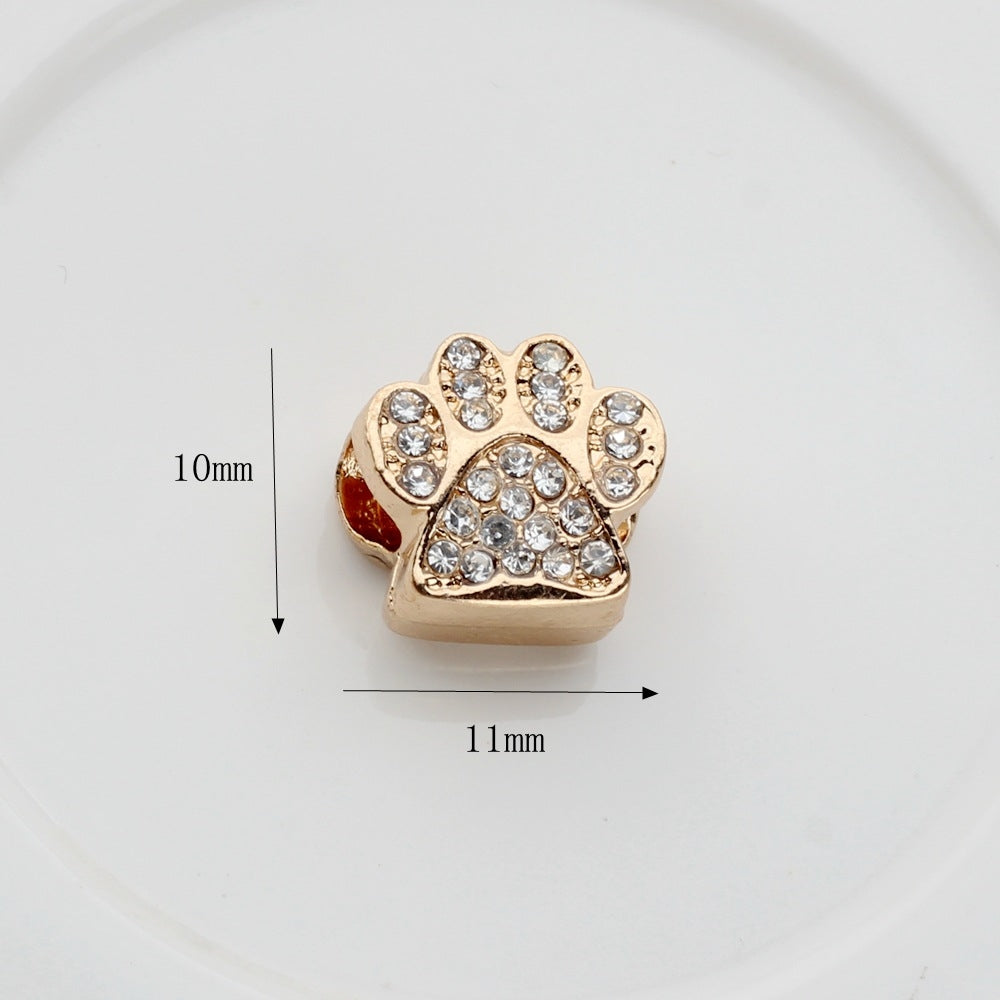 Cute Paw Print Zinc Alloy Zircon Beads for DIY Necklace Jewelry Accessories