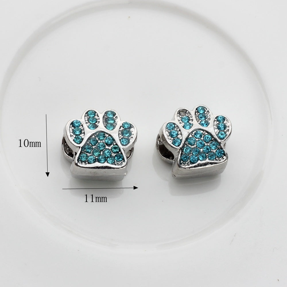 Cute Paw Print Zinc Alloy Zircon Beads for DIY Necklace Jewelry Accessories