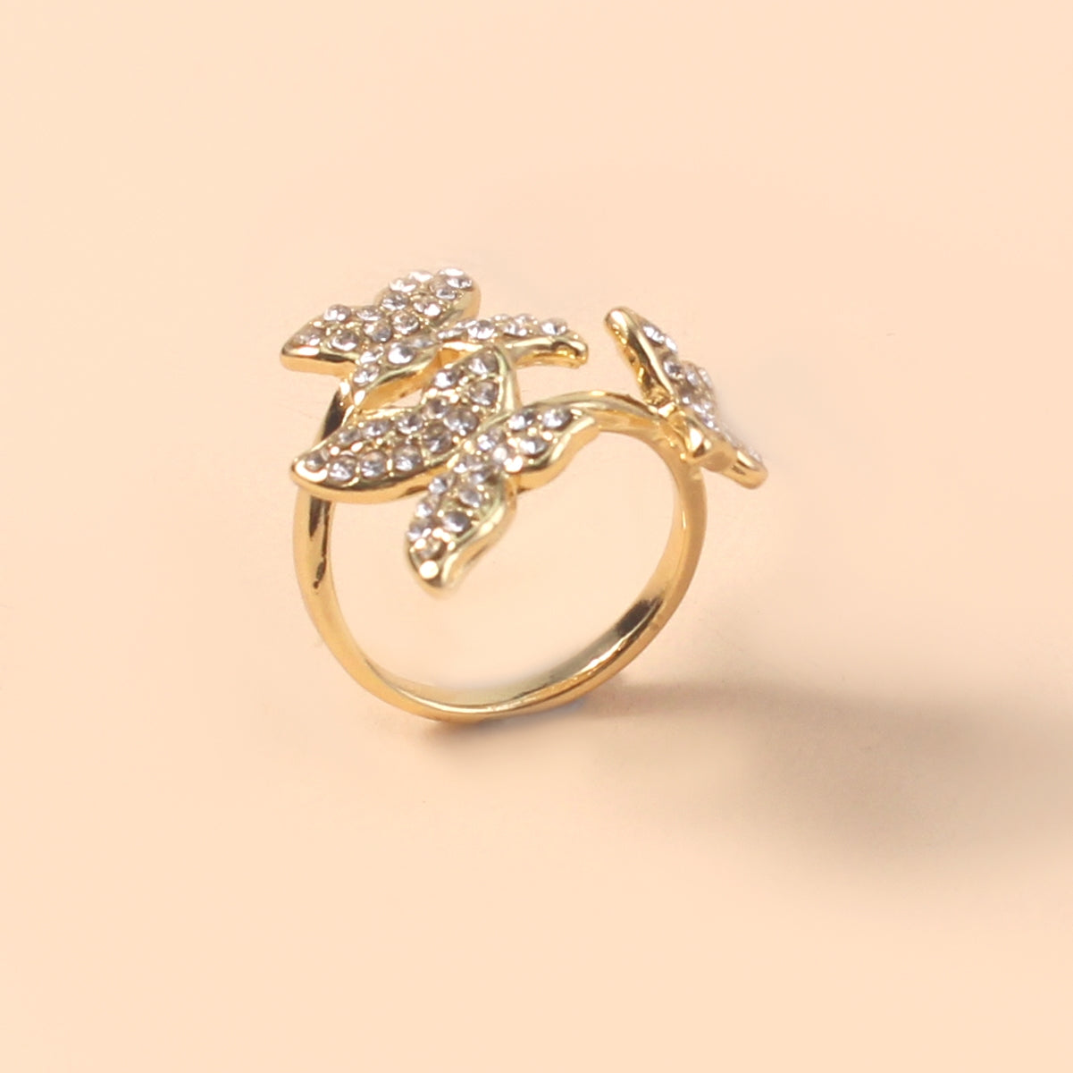 Elegant Asymmetrical Butterfly Rhinestone Unisex Ring