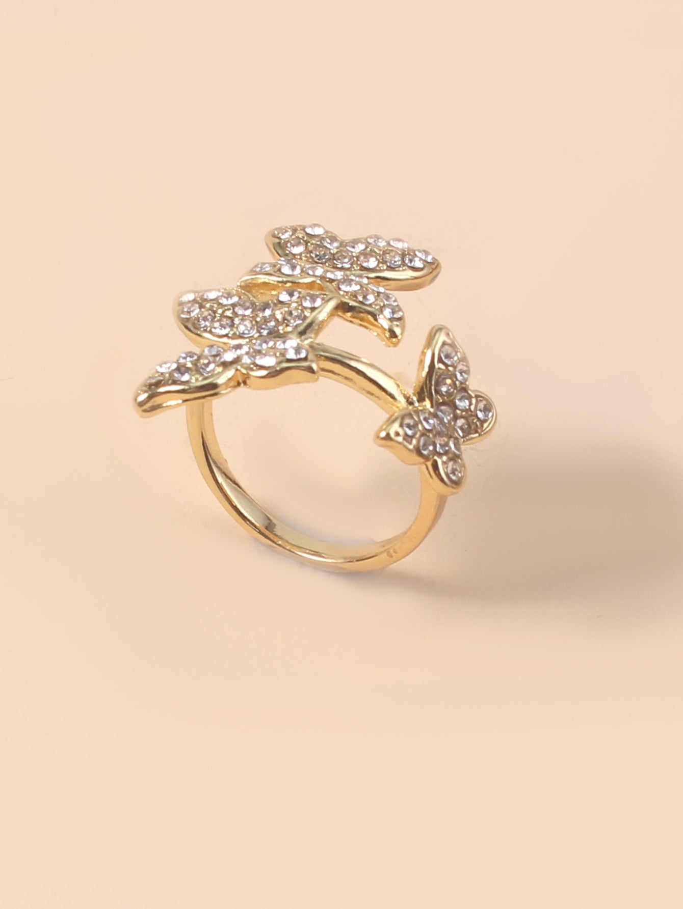 Elegant Asymmetrical Butterfly Rhinestone Unisex Ring