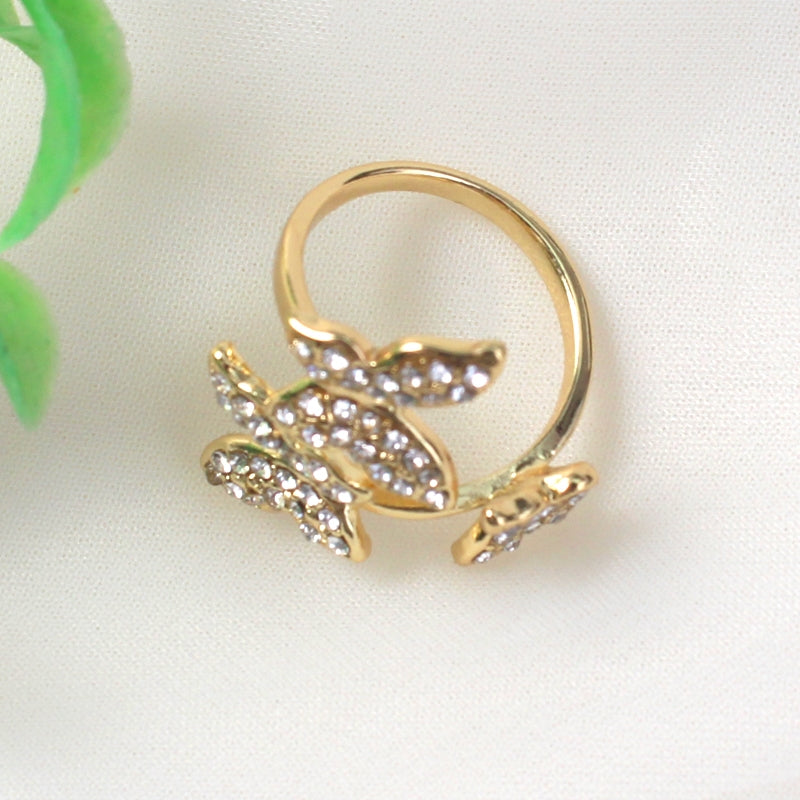 Elegant Asymmetrical Butterfly Rhinestone Unisex Ring