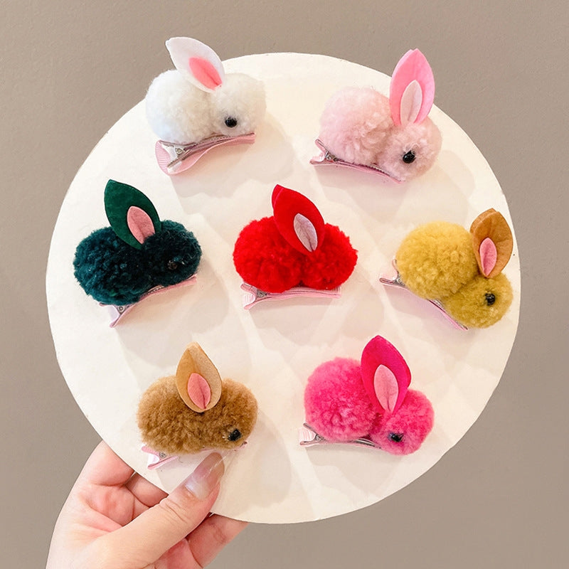 Cute Rabbit Plush Hair Clip for Girls