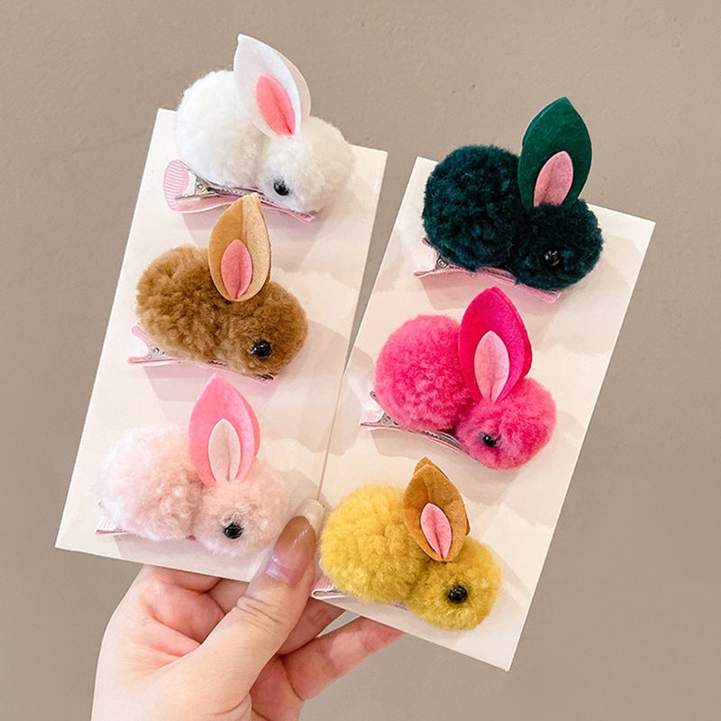 Cute Rabbit Plush Hair Clip for Girls