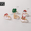 Cute Santa Claus Snowman Elk Enamel Alloy Ring Set for Women - 5 Pieces Holiday Collection