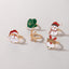 Cute Santa Claus Snowman Elk Enamel Alloy Ring Set for Women - 5 Pieces Holiday Collection