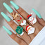 Cute Santa Claus Snowman Elk Enamel Alloy Ring Set for Women - 5 Pieces Holiday Collection