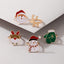 Cute Santa Claus Snowman Elk Enamel Alloy Ring Set for Women - 5 Pieces Holiday Collection