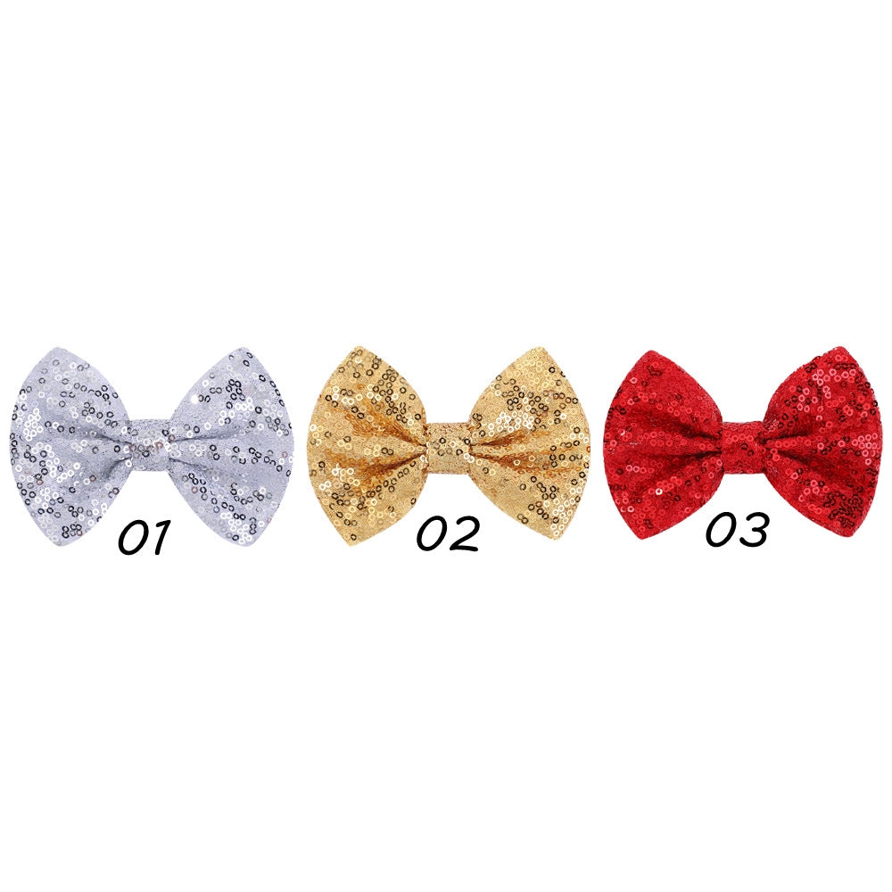 Cute Sequin Bow Knot Pleated Hair Clip for Girls