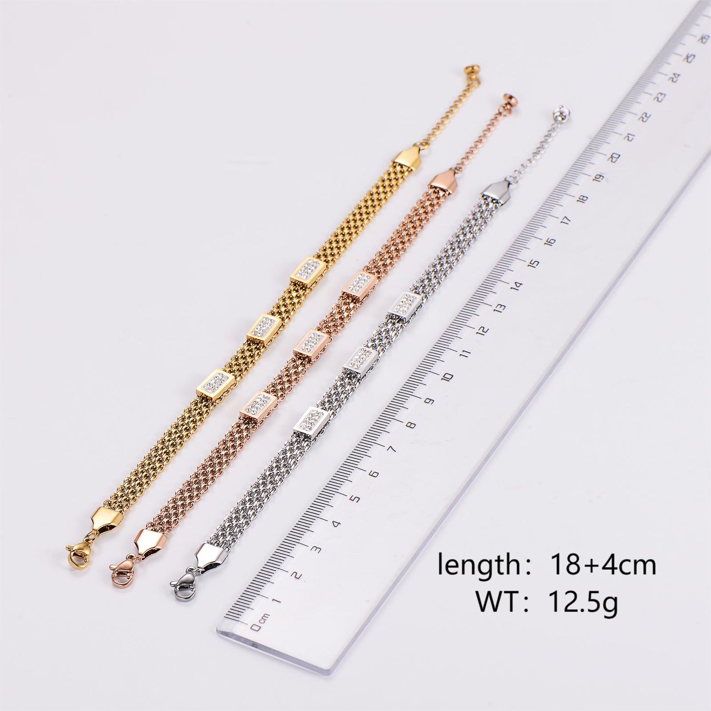 18K Gold & Rose Gold Plated Stainless Steel Zircon Bracelets - Korean Fashion Jewelry