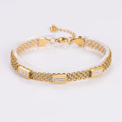 18K Gold & Rose Gold Plated Stainless Steel Zircon Bracelets - Korean Fashion Jewelry