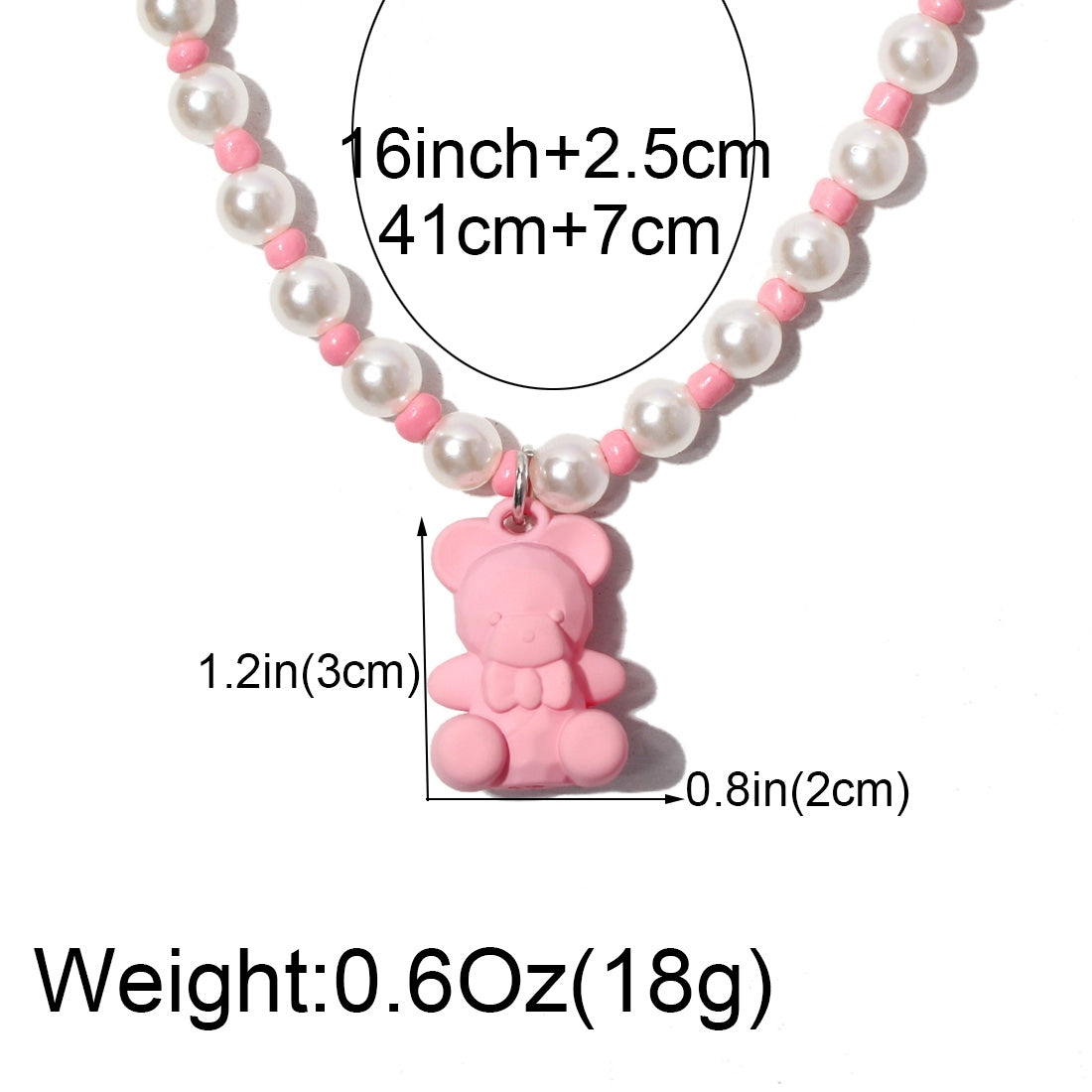 Cute Bear Pendant Imitation Pearl Beaded Women's Necklace