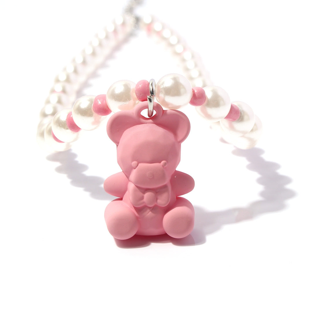 Cute Bear Pendant Imitation Pearl Beaded Women's Necklace