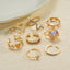 Cute Heart Shape Snake Rhinestone Pearl Ring Set - 8 Piece Fashion Jewelry