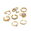 Cute Heart Shape Snake Rhinestone Pearl Ring Set - 8 Piece Fashion Jewelry