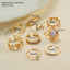 Cute Heart Shape Snake Rhinestone Pearl Ring Set - 8 Piece Fashion Jewelry