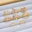 Cute Heart Shape Snake Rhinestone Pearl Ring Set - 8 Piece Fashion Jewelry