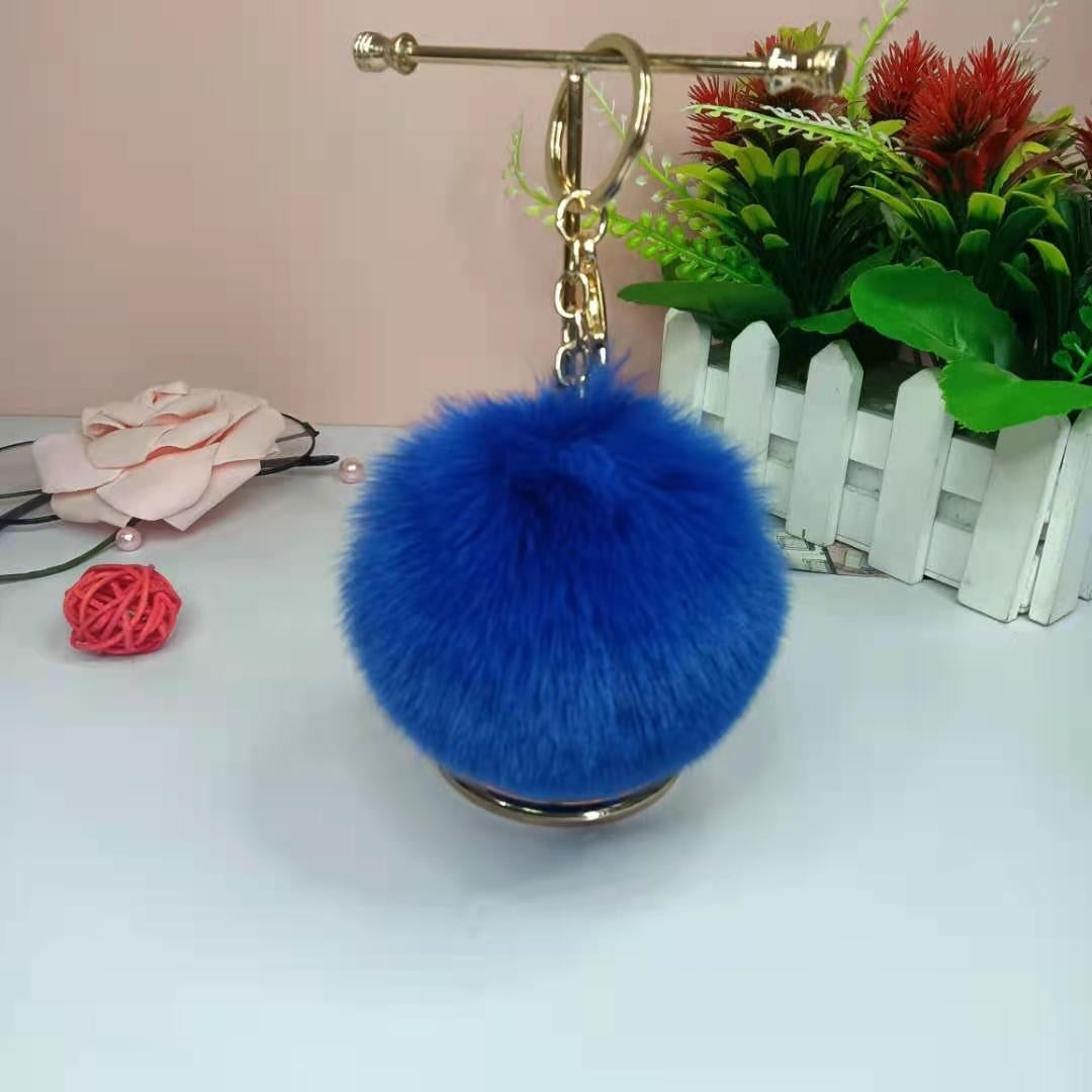 Cute Solid Color Faux Fur Pom Pom Keychain Accessory