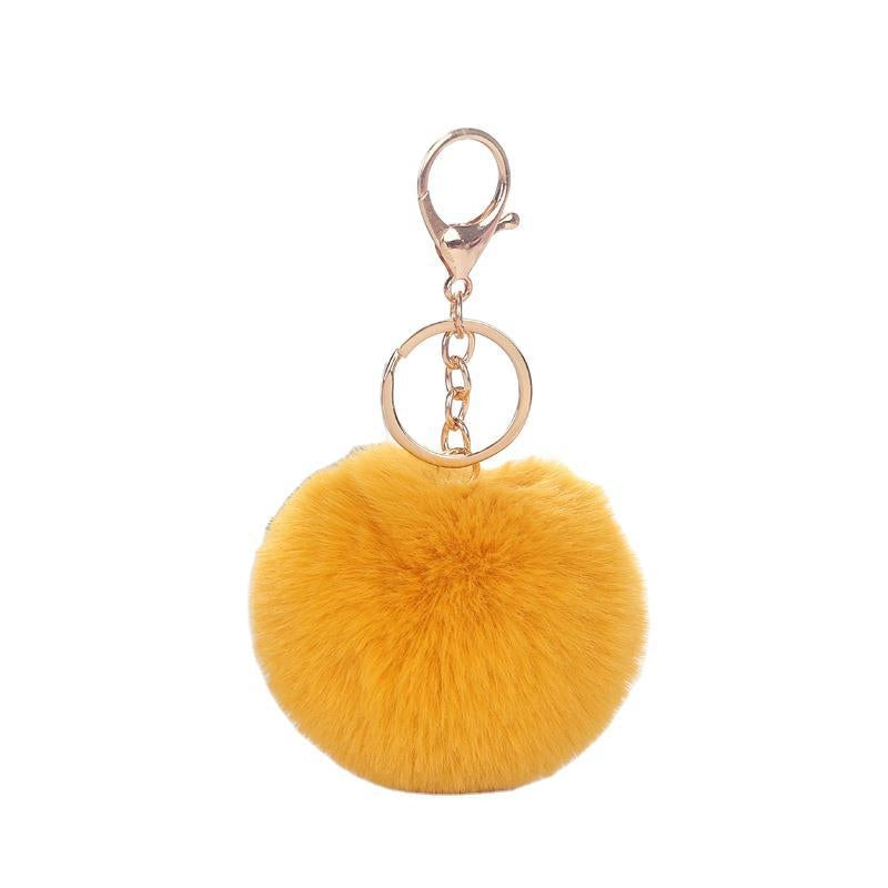 Cute Solid Color Faux Fur Pom Pom Keychain Accessory