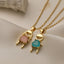 18k Gold Plated Zircon Cartoon Pendant Necklace for Women and Men