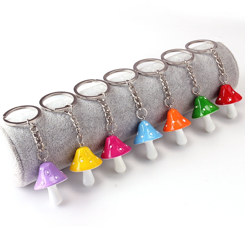 Cute Streetwear Colorful Mushroom Acrylic Alloy Keychain Pendant