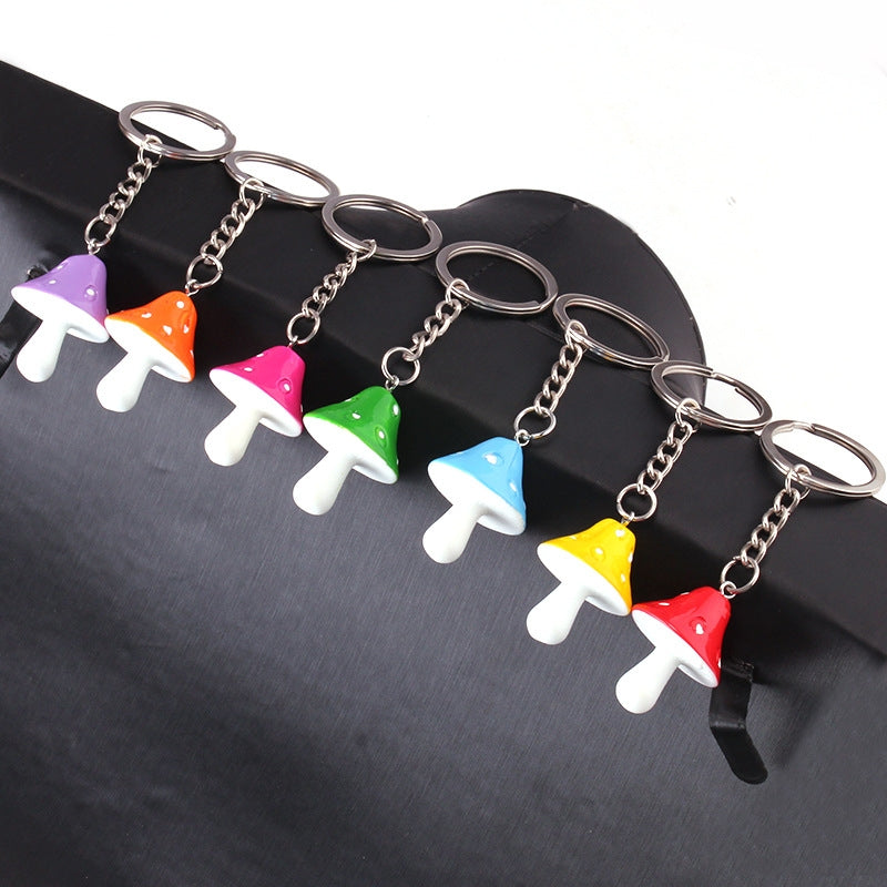 Cute Streetwear Colorful Mushroom Acrylic Alloy Keychain Pendant