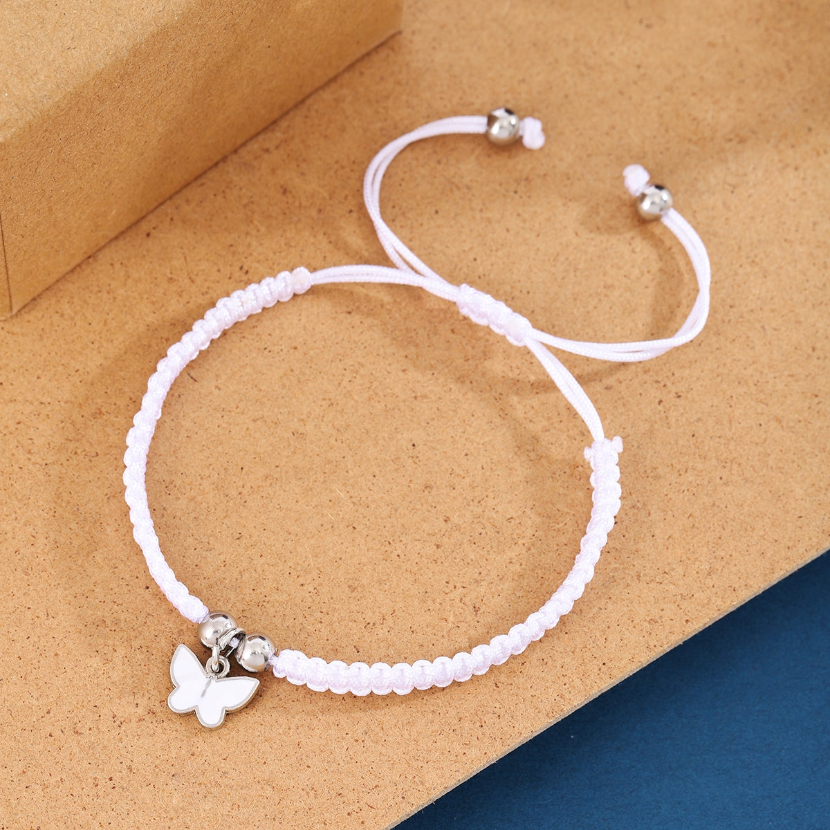 Cute Butterfly Nylon Metal Braid Adjustable Women's Bracelet