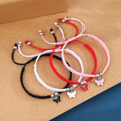 Cute Butterfly Nylon Metal Braid Adjustable Women's Bracelet