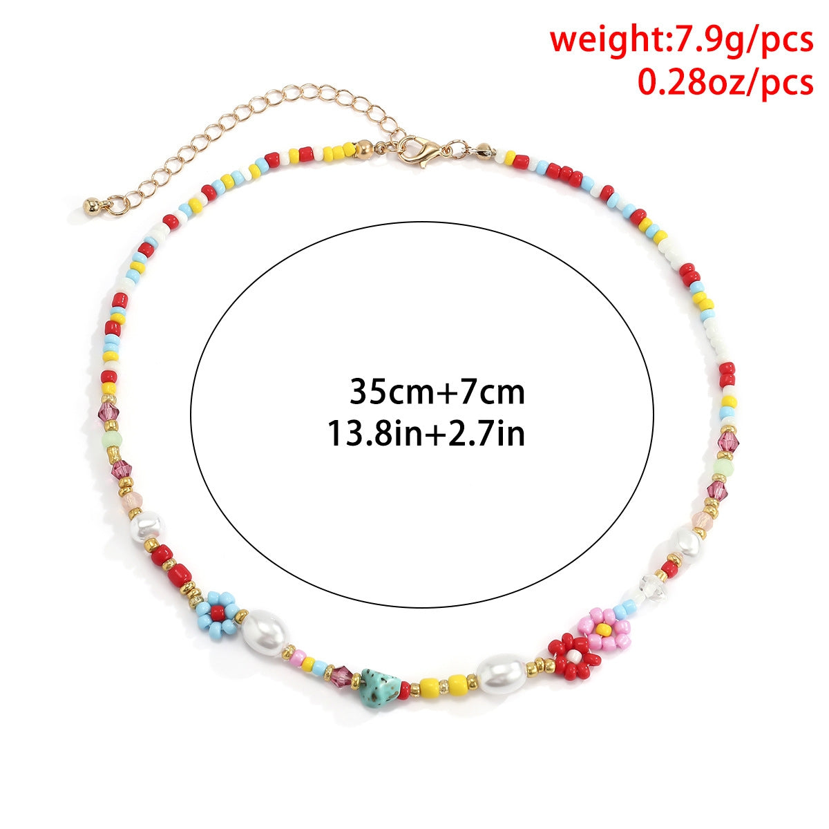 Cute Daisy Imitation Pearl and Colorful Beaded Women's Necklace