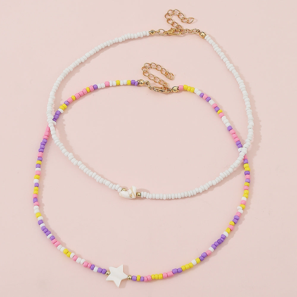 Cute Colorful Flower Beaded Girl's Necklace Set