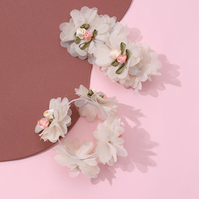 Cute Double Chiffon Pleated Flower Hair Tie Set for Children