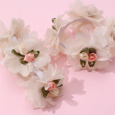 Cute Double Chiffon Pleated Flower Hair Tie Set for Children