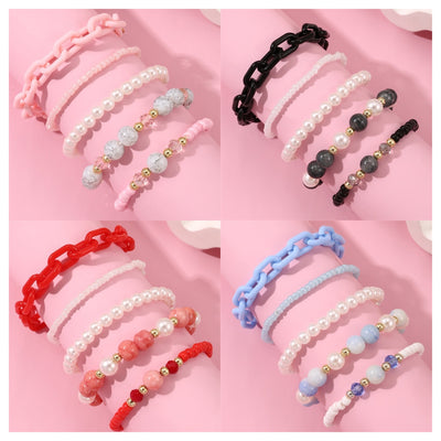 Cute Geometric Alloy and Imitation Pearl Beaded Children's Bracelet