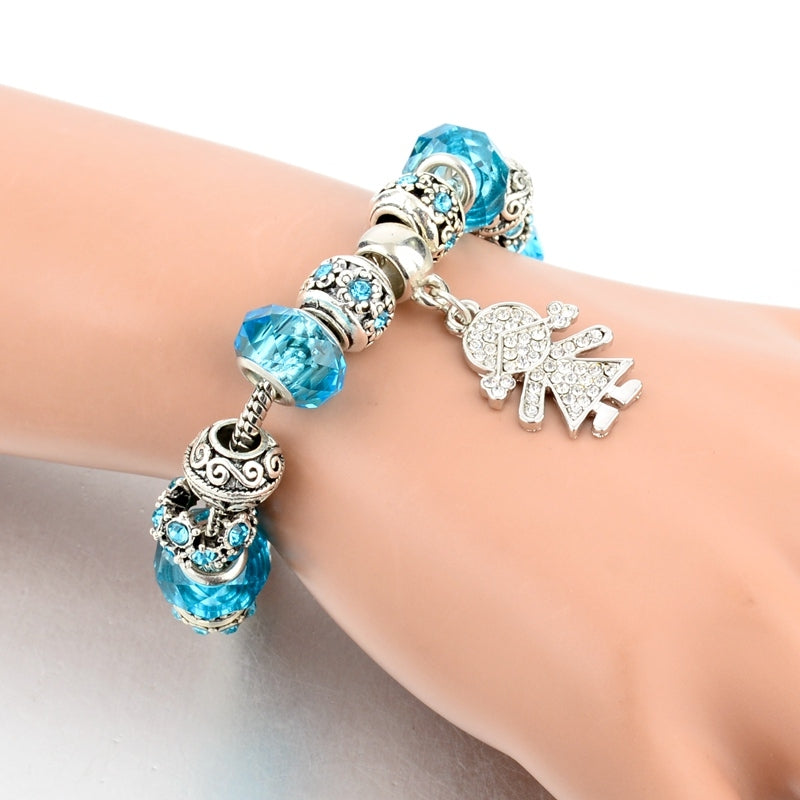 Silver Plated Crystal Beaded Bracelet for Kids and Women