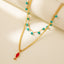 Cute Simple Style Fish Pendant Natural Stone Layered Necklace for Women