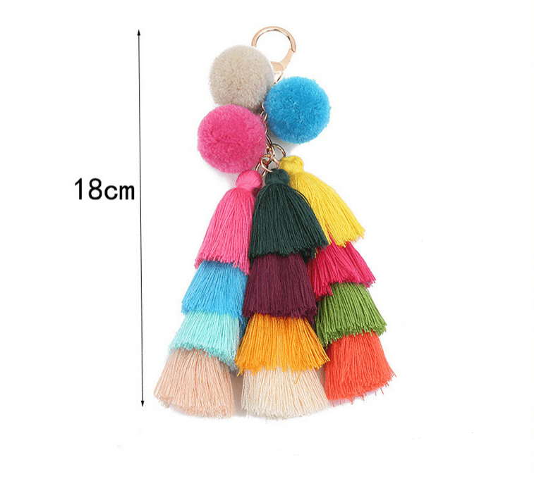 Cute Tassel Ball Alloy Cotton Keychain Pendant