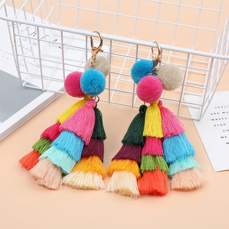 Cute Tassel Ball Alloy Cotton Keychain Pendant