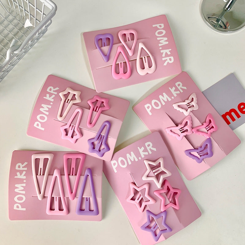 Cute Pink Star Triangle Metal Hair Clip for Girls