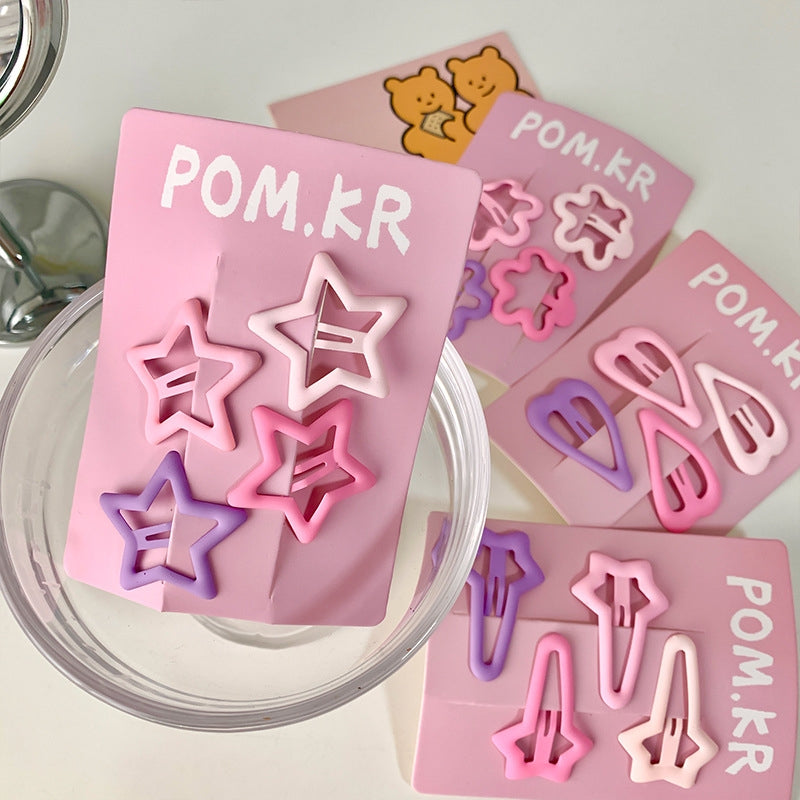 Cute Pink Star Triangle Metal Hair Clip for Girls