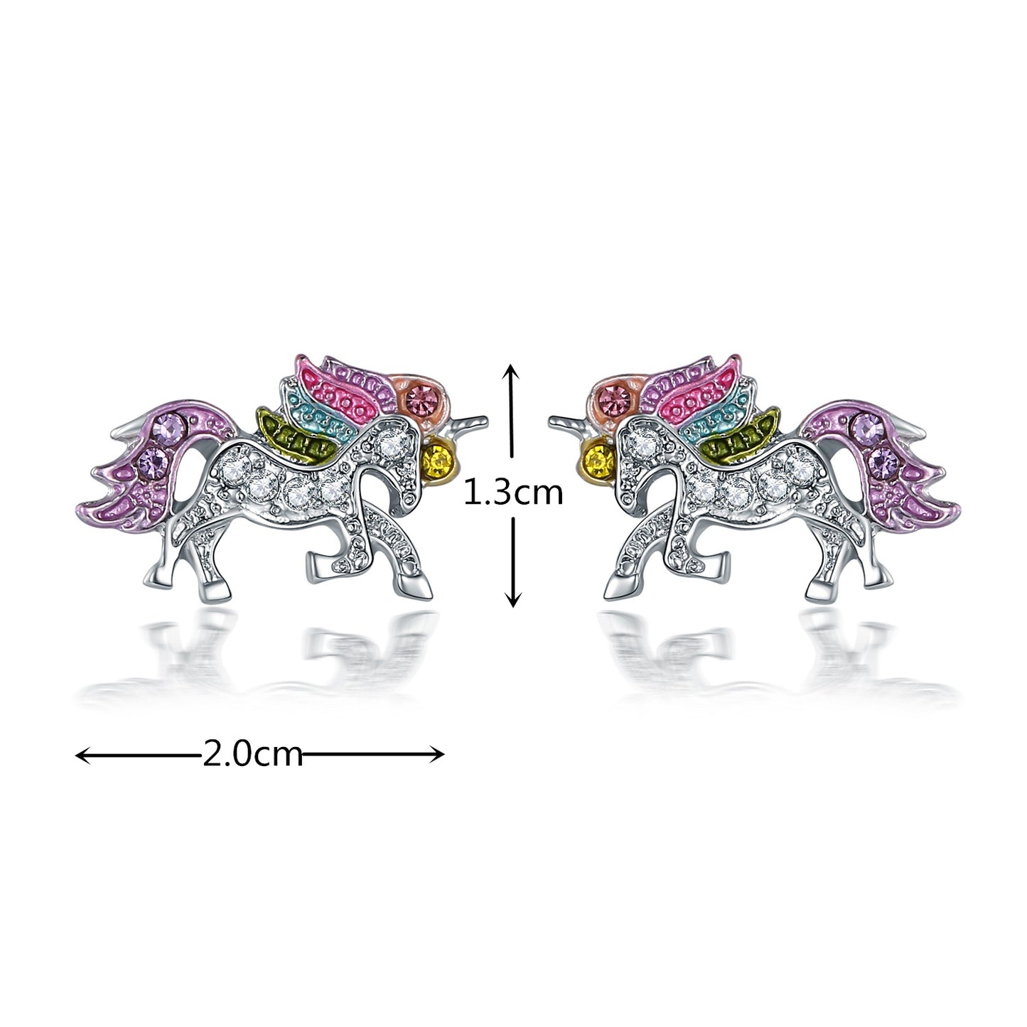 Unicorn Alloy Plated Artificial Diamond Stud Earrings and Jewelry Set for Women