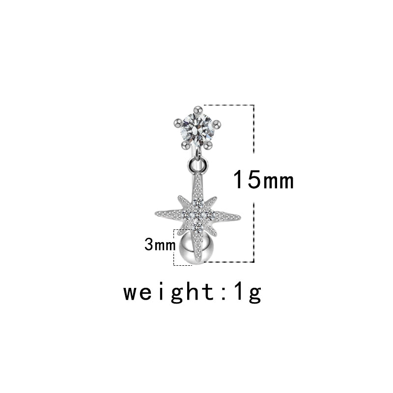 Cute Snowflake Zircon Rhinestone Stainless Steel Eyebrow Piercing Jewelry