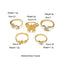 Diamond Butterfly Retro Pentagram Gold Plated Ring Set - 5 Pieces, Multiple Designs